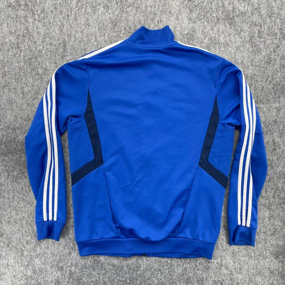 Adidas Track Jacket Mens Medium Climalite Blue Soccer Full Zip Stripe